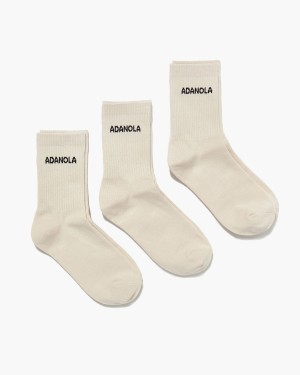 Adanola 3 Pack Socks Grädde | 79438-QMVX