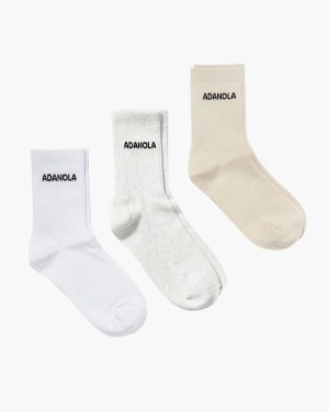 Adanola 3 Pack Socks Vita Grädde Ljusgrå | 07518-CBWF