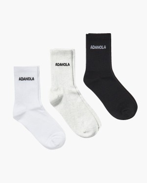 Adanola 3 Pack Socks Vita Svarta Ljusgrå | 59320-SGIX