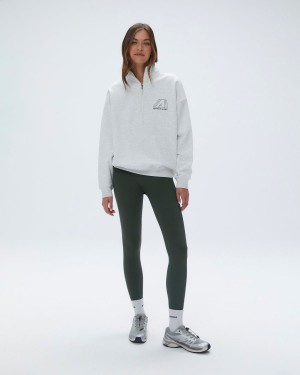 Adanola A Oversized Funnel Neck Zip Sweatshirt Ljusgrå Mörkolivgröna | 19238-FXWJ