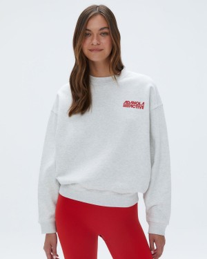 Adanola Active Relaxed Sweatshirt Ljusgrå Röda | 76135-FKBQ