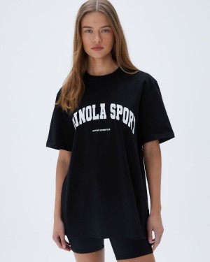 Adanola Adanola Sport Short Sleeve Oversized T-shirt Svarta | 84270-MWGV