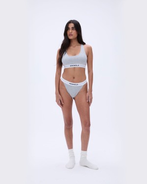 Adanola Branded Ribbed Thong Grå | 84963-NXHM