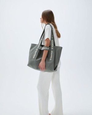 Adanola Branded Strap Tote Bag Olivgröna Gröna | 24019-VRWT
