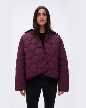 Adanola Collared Quilted Boxy Jacket Mörkrosa | 89641-FVRE