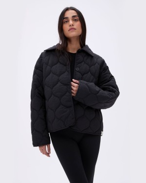 Adanola Collared Quilted Boxy Jacket Svarta | 38014-RNQI