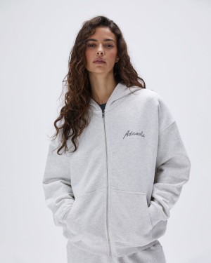 Adanola Freehand Oversized Full Zip Hoodie Ljusgrå | 54371-FLRN