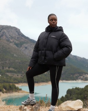 Adanola Oversized Puffer Jacket Svarta | 58649-HMCX