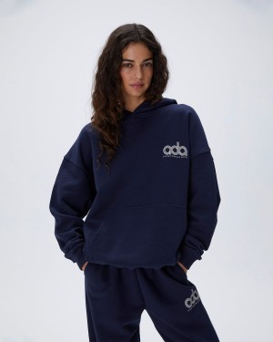 Adanola Performance Oversized Hoodie Marinblå Blå | 76325-BMCP