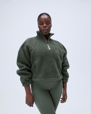 Adanola Quarter Zip Fleece Khaki Gröna | 16748-VYEO