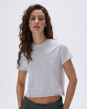 Adanola Raw Hem T-shirt Grå | 06348-YDZM
