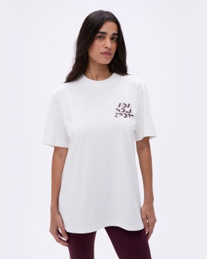 Adanola Retro Oversized Short Sleeve T-shirt Vita Mörkrosa | 78693-AWPN