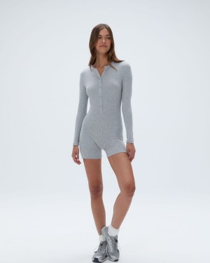 Adanola Rib Button Up Romper Grå | 51247-BPXM