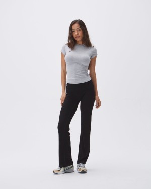 Adanola Rib Fold Over Pants Svarta | 64892-AZFX