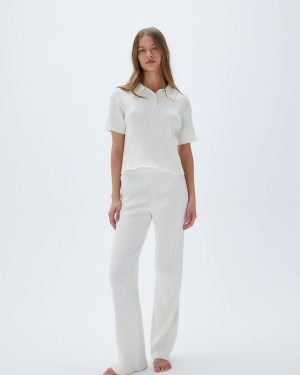 Adanola Rib Knit Pants Vita | 06154-DCGF