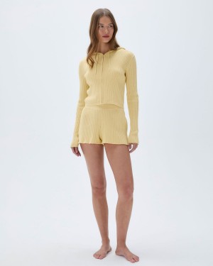 Adanola Rib Knit Short Citron Gula | 27435-TUYB