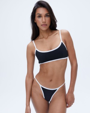 Adanola Scoop Neck Bikini Top Svarta Grädde | 60241-YTNW