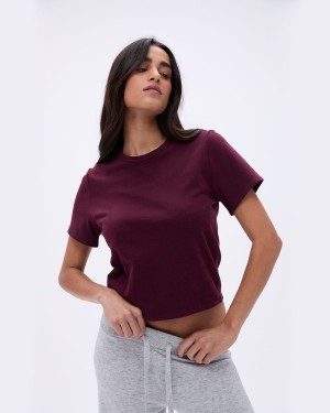 Adanola Short Sleeve Classic T-shirt Mörkrosa | 30748-XSKU