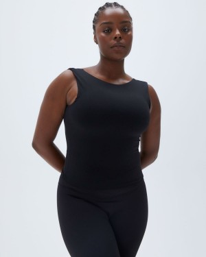 Adanola Square Neck Open Back Top Svarta | 35197-UKZA