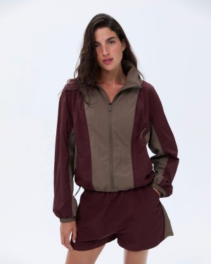 Adanola Track Jacket Vinröda Bruna | 45372-LVMT