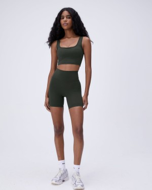 Adanola Ultimate Crop Shorts Mörkolivgröna | 18453-DLIF