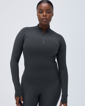 Adanola Ultimate Long Sleeve Quarter Zip Top Mörkgrå | 68730-PWTY