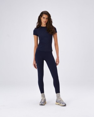 Adanola Ultimate Short Sleeve Longline Top Marinblå Blå | 75198-CFGQ