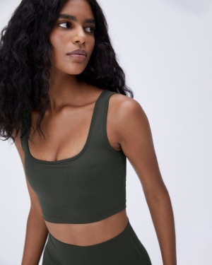 Adanola Ultimate Square Neck Bra Mörkolivgröna | 37928-BEGI