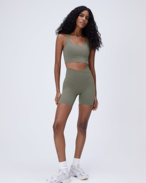 Adanola Ultimate Wrap Over Crop Shorts Olivgröna Gröna | 61589-ZROF
