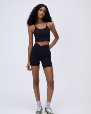 Adanola Ultimate Wrap Over Crop Shorts Svarta | 67908-DTFK