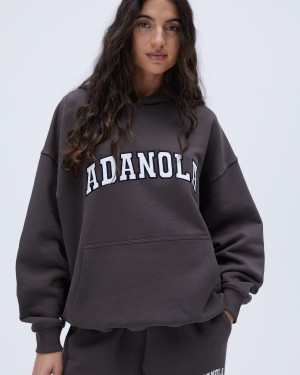Adanola Varsity Oversized Hoodie Kaffe | 96120-CYWU