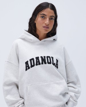 Adanola Varsity Oversized Hoodie Ljusgrå Svarta | 74032-EPWN
