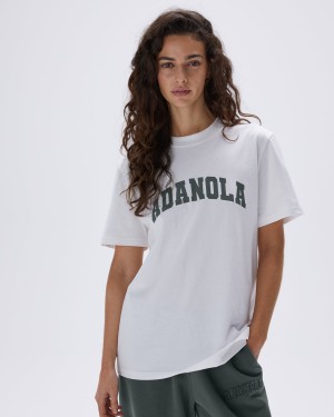 Adanola Varsity Oversized Short Sleeve T-shirt Vita Gröna | 47103-EVAG