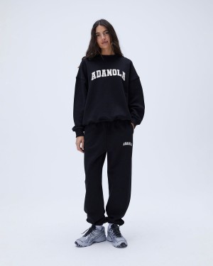 Adanola Varsity Sweatpants Svarta | 73960-JZVH