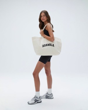 Adanola Varsity Tote Bag Grädde Svarta | 64183-ULXC