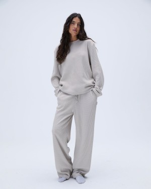 Adanola Waffle Straight Leg Lounge Pants Grå | 36798-AMUN
