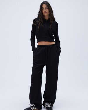 Adanola Waffle Straight Leg Lounge Pants Svarta | 76438-RVJZ